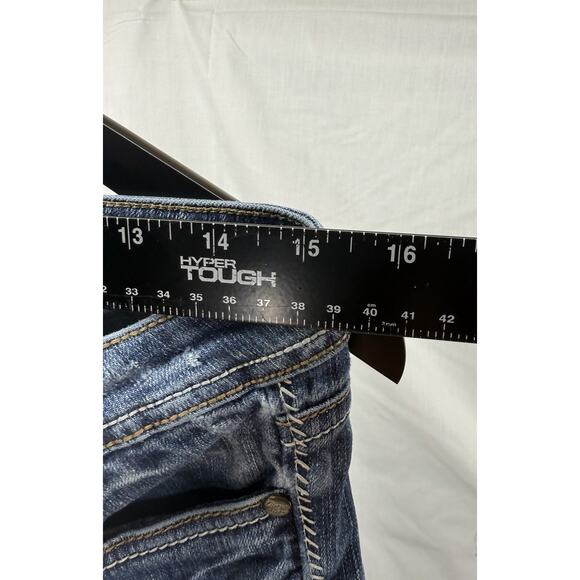Itzme Premium Women’s Jeans Size 11 Stretch Blue Distressed Flap Pocket Straight - Picture 15 of 16